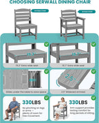 SERWALL Patio Dining Sets for 6 Person, HDPE Dining Set - Image 3