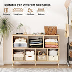 7-Cube Storage Organizer with Natural Wood Legs, Mid-Century Modern Bookcase - Image 6