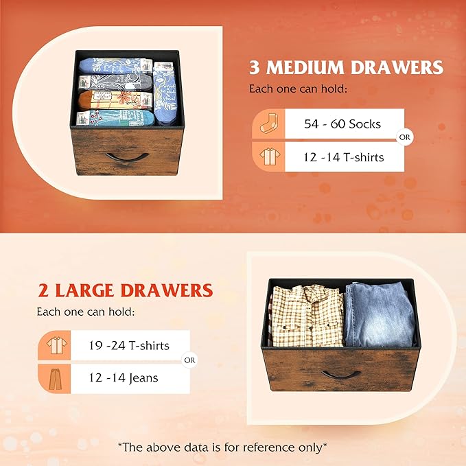 WLIVE Dresser for Bedroom with 5 Drawers, Long Fabric Dresser, Storage Drawer - Image 5
