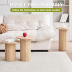 Round Side Tables Set of 3, Circle Modern Fluted Nesting Coffee Table, Accent - Image 6