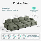 LINSY HOME 157" Modular Sectional Sofa, 4-Seat Corduroy Modern Cloud Couch - Image 2