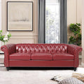 LEVNARY Chesterfield Sofa, Classic Tufted Upholstered Leather Couch, Modern 3 by LEVNARY