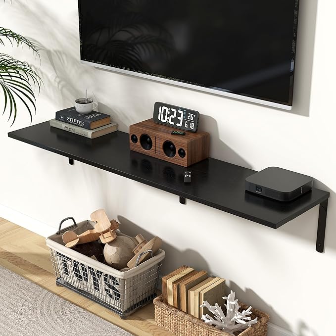 Fun Memories Floating Shelves for Wall, 12 Inch Deep Floating Shelves Set of 2 - Image 2