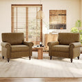 Nailhead Trim Accent Chairs Set of 2, Faux Leahter Mid Century Modern Living by ErdoruLiving