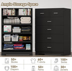 FJTJBSI Dresser with Power Outlets Wooden 6 Drawer Dresser with Large Organizer - Image 7