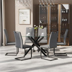 7-Piece Dining Table Set for 6, Modern Rectangular Glass Table - Image 3