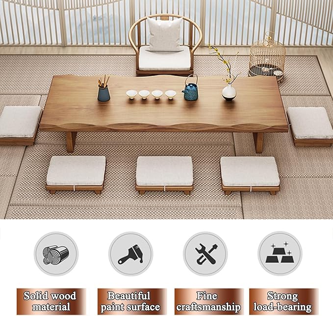 Solid Wood Japanese Low Floor Table Meditation Floor Sitting Altar Table - Image 3