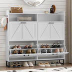 BORNOON Shoe Cabinet with 4 Flip Drawers Narrow Shoe Storage Cabinet Organizer by BORNOON
