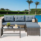 Vongrasig 3 Pieces Patio Furniture Sets, All-Weather Wicker Outdoor Sofa Couch - Image 2