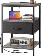 SUPERJARE Night Stand with Charger Station, 27.7 Inch Tall Nightstand with by SUPERJARE
