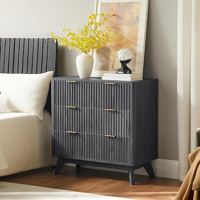 T4TREAM Fluted 3 Drawers Nightstand Set of 2, Oversized Extra Large Modern Side - Image 2
