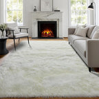 PAGISOFE Fluffy Shag Area Rugs for Bedroom Living Room, Cream White Super Soft - Image 5
