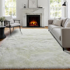 PAGISOFE White Fluffy Shag Washable Area Rugs - Image 5