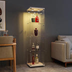 FANYUSHOW Display Cabinet with Glass Door and LED Light, 4-Tier Tempered Glass by FANYUSHOW