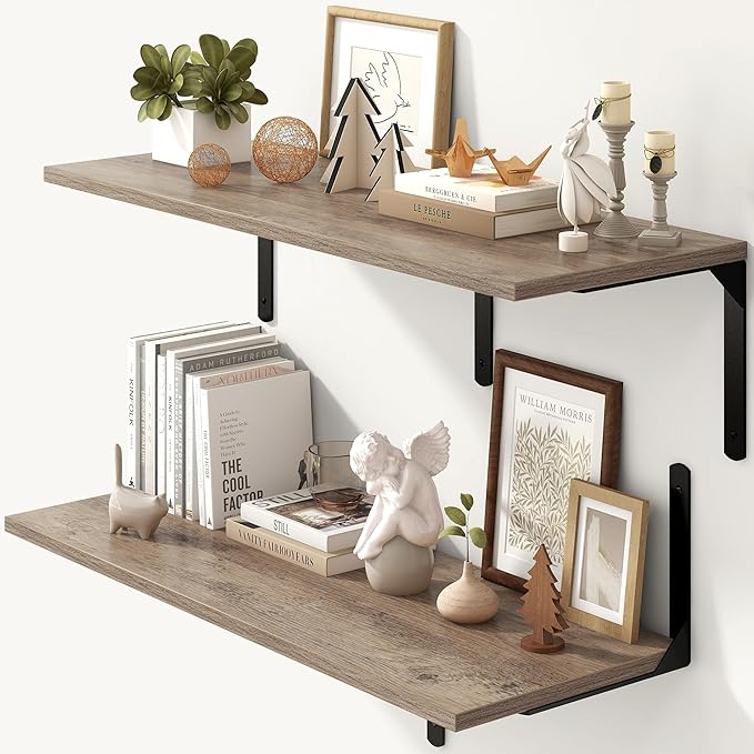 Fun Memories Floating Shelves for Wall, 12 Inch Deep Floating Shelves Set of 2 by FunMemories