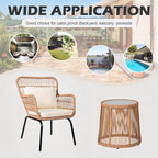 3 Piece Outdoor Wicker Furniture Bistro Set, Rattan Chairs Conversation Sets - Image 6