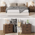 Night Stand with 3 Drawers, Fluted Bed Side End Table with Metal Handle - Image 4