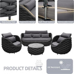 TWT Outdoor Patio Furniture Set, 5 Pieces Aluminum Sectional Sofa, Metal Patio - Image 4