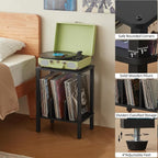 LELELINKY 2-Tier Bamboo Record Player Stand Set of 2 - Image 6