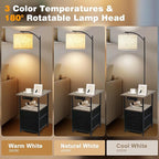 PESRAE Floor Lamp with Table & 2 Drawers, End Table with 3 Color Temperature - Image 4
