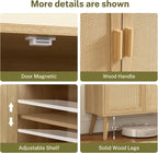 Iwell Storage Cabinet with 2 Shelves, Rattan Cabinet with 2 Doors, Sideboard - Image 8