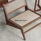 homary Mid Century Modern Chairs Set of 2, Japandi Walnut Rattan and Wood - Image 6