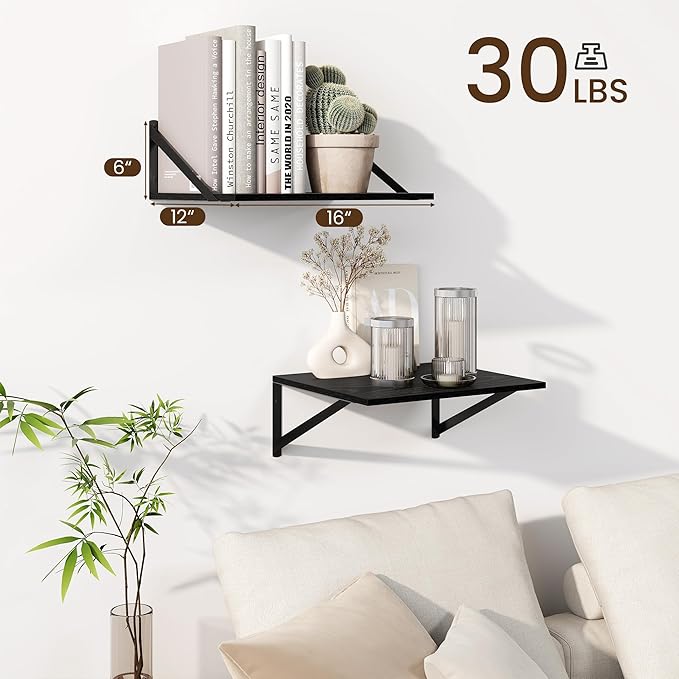 Fun Memories Floating Shelves for Wall, 12 Inch Deep Floating Shelves Set of 2 - Image 3