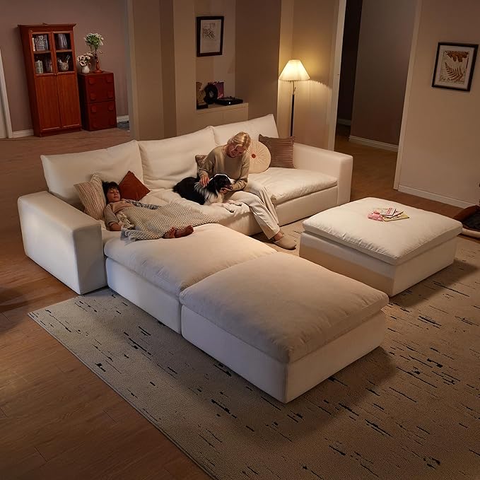 Cloud Couch Sectional 81.1'' Oversized Modular Deep Seat Sofa Comfy White Cloud - Image 8