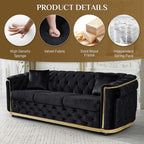 DAMAIFROM Velvet Couch Black and Gold Sofa Luxury Loveseat 84.6" Mid Century - Image 4