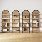 Nathan James Amara Bohemian 5-Shelf Etagere Bookcase, Rattan Open Bookshelf by NathanJames