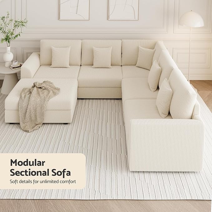 146" Modular Sectional Sofa, Oversized U Shaped, Convertible Sleeper Sofa - Image 6