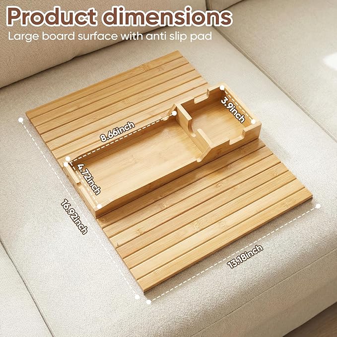 Bamboo Couch Arm Tray Table - Image 2
