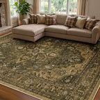 RELEANY Area Rugs 8'x10' Washable Non-Slip, Floral Vintage Distress Print by RELEANY