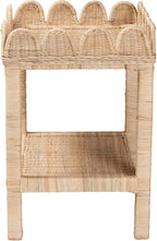 Bali & pari Sumana Bohemian Scallop Natural Rattan and Mahogany Side Table - Image 5