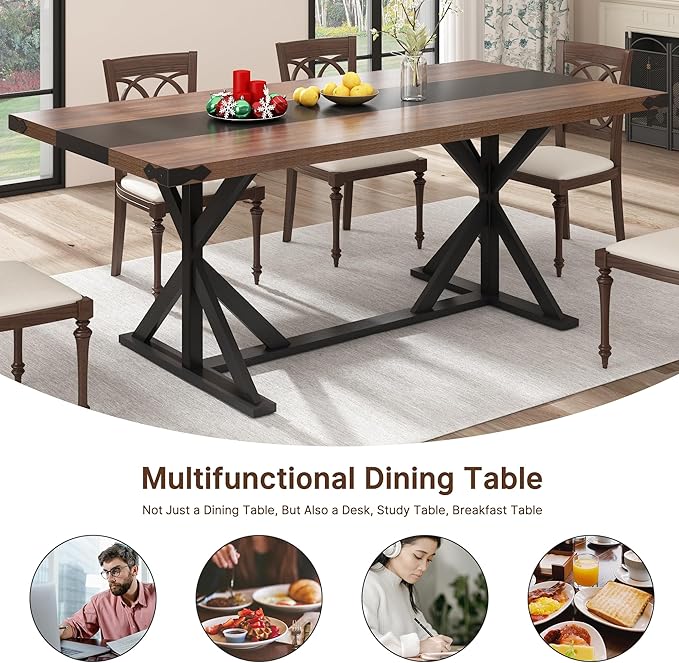 Hlivelood 71 Inch Dining Table for 6 People, Rectangular Kitchen Farmhouse - Image 7