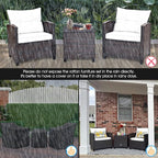 HAPPYGRILL 3 Pieces Patio Conversation Set, Outdoor Furniture Set PE Rattan - Image 6
