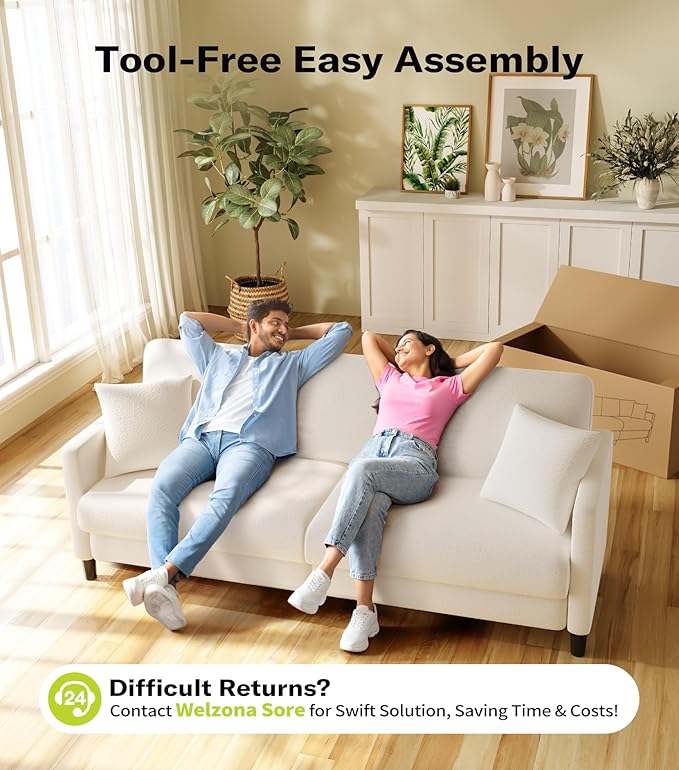 Welzona 83" Couches for Living Room, Teddy Sofa Couch, Comfy Sofas for Living - Image 6