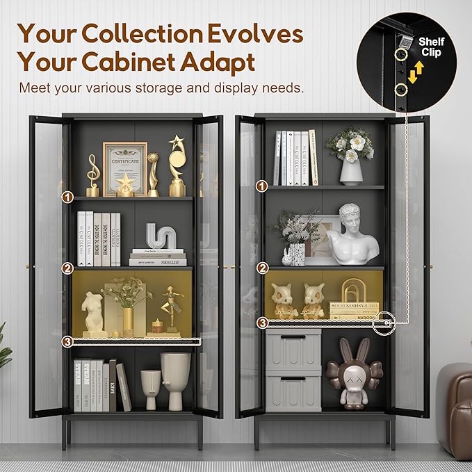 UNICOLY Glass Display Cabinet 4-Tier, Display Cabinet - Image 6
