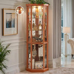 Corner Curio Cabinet, Light Bulb Inclued, Wine Bar China Cabinet by CKEASEANFurniture