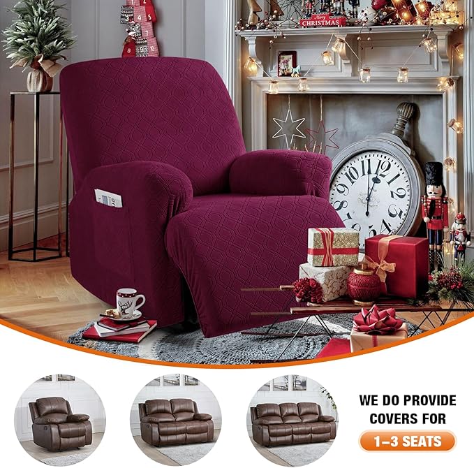 VANSOFY Recliner Chair Cover, 3-Pieces Stretch Recliner Covers - Image 4