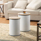 Glitzhome Rustic Storage Ottoman Seat Stool, Farmhouse End Table, Galvanized by Glitzhome