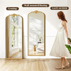 Besdomus Antique Full Length Mirror: 21"x56" French Gleaming Gold Arched Full - Image 7
