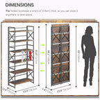 4NM 6 Tiers No Assembly Book Shelves, 61.8" H Folding Bookshelf Bookcase Open - Image 2