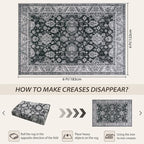 Area Rugs for Living Room, 4x6 Washable Rugs for Bedroom, Non-Slip Retro Floral - Image 2