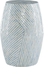Linon Tylin Ivory and Blue Capiz Drum Accent Table by Linon