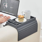 GEHE Bamboo Sofa Arm Tray, Foldable Couch Arm Tray Side Table, Anti-Falling - Image 8