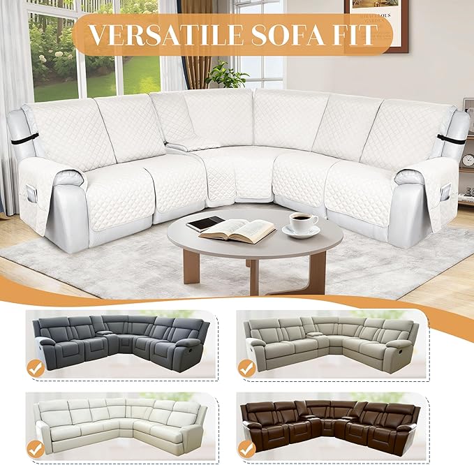 HDCAXKJ Reclining Sectional Couch Covers L Shape Recliner Sofa Middle Console - Image 4
