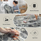 5x7 Area Rugs Washable Rug: Modern Abstract Living Room Rug Soft Anti-Skid Thin - Image 3