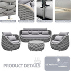 TWT 6-Piece Aluminum Patio Furniture Set, Modern Outdoor Conversation Set - Image 6