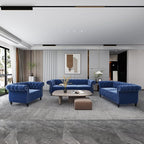 ORRD 3 Piece Living Room Set, Velvet Chesterfield Sofa Loveseat Couch Chair - Image 3